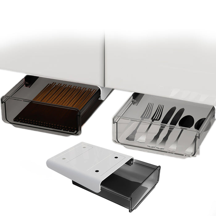 Prettyui Hidden Desk Drawer Self-Adhesive Storage Organizer Tray Set for  Office, Kitchen – Additional Drawers for Desk, Table, Cabinet, Wardrobe  (Median) 